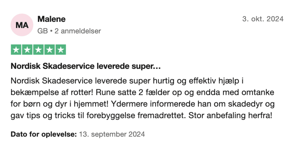 Mød Nordisk Skadedyrservice | Nordisk Skadedyrservice rotter trustpilot anmeldelse | Nordisk Skadedyrservice